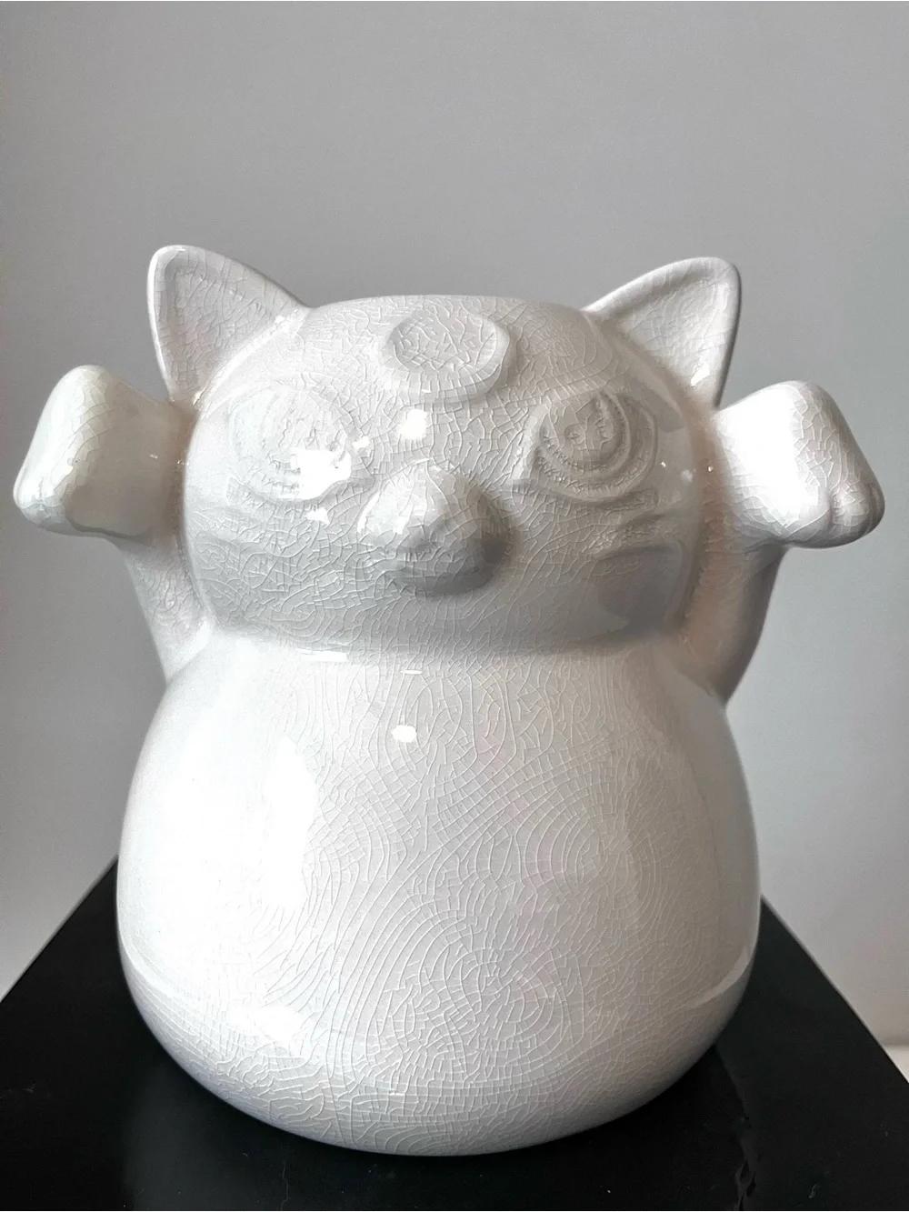 Killstar Ghost Kitty White Ceramic Flower Vase Glossy Crackle Ceramic Goth Cat